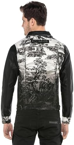 Cipo & Baxx Herren Hybrid-Denimjacke - Versatile Farben, Modisch und Komfortabel - für City und Outdoor - mit Knopf und