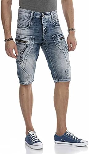 Cipo & Baxx Herren Jeans - Straight Fit mit modischen Waschungen, Nähten & Used-Look Details - Regular Denim - Trendige