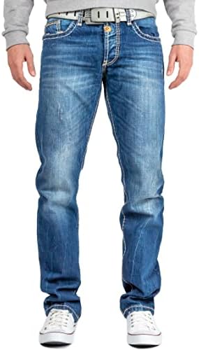 Cipo & Baxx Herren Jeans - Stilvolle Regular-Fit Denim mit Kontrastnähten | Bequeme & Modische Jeans für Männer | Stone-