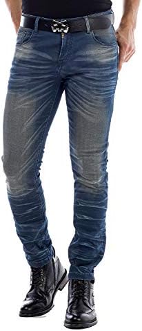Cipo & Baxx Herren Jeans - Straight Fit mit modischen Waschungen, Nähten & Used-Look Details - Regular Denim