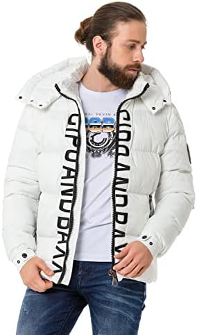 Cipo & Baxx Herren Mantel – Stylische Winterjacke mit warmem Innenfutter und abnehmbarer Kapuze für kalte Tage