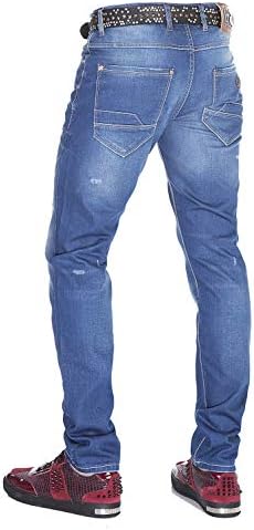 Cipo & Baxx Herren Jeans - Straight Fit mit modischen Waschungen, Nähten & Used-Look Details - Regular Denim - Trendige