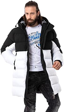 Cipo & Baxx Herren Mantel – Stylische Winterjacke mit warmem Innenfutter und abnehmbarer Kapuze für kalte Tage