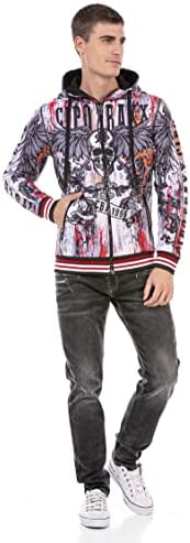 Cipo & Baxx Herren Sweatjacke Hoodie – Stylischer Pullover für Streetwear-Begeisterte mit Reißverschluss & Kapuze für Fr