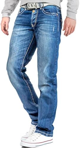 Cipo & Baxx Herren Jeans - Stilvolle Regular-Fit Denim mit Kontrastnähten | Bequeme & Modische Jeans für Männer | Stone-