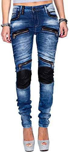 Cipo & Baxx Damen Jeans – Stylische Slim & Regular Fit Hosen mit Stretch & Used-Look | Bequeme Passform, modisches Desig