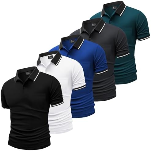 SwissWell 5er Pack Herren Polo T-Shirt Atmungsaktiv leicht Golfessen