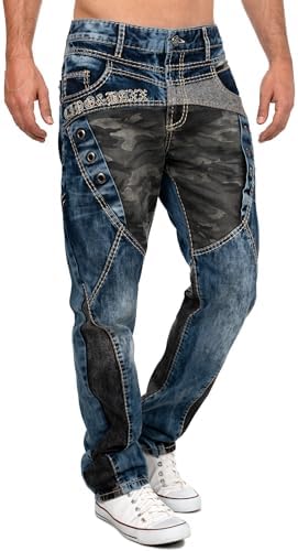 Cipo & Baxx Herren Jeans - Stylische Denim-Mode mit hohem Markanten_design | Regular & Slim Fit | Stonewashed Effect des
