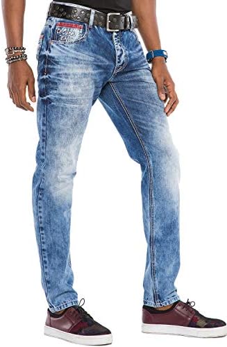 Cipo & Baxx Herren Jeans Hose Look Röhrenjeans Straight Fit Kontrastnähte Trendyhose | Cipo & Baxx Herren Jeans Hose Us