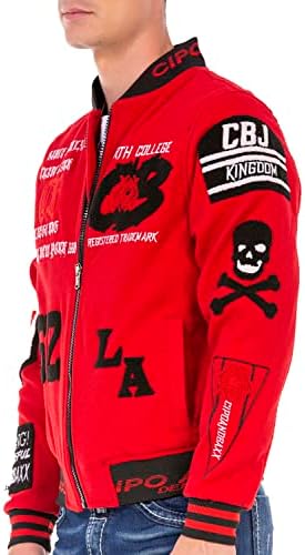 Cipo & Baxx Herren Jeansjacke – Klassisch, Leder, Sport – Knopf und Reißverschluss – Sweat-Kapuze und Sweatärmeln – Mode