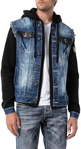 Cipo & Baxx Herren Hybrid-Denimjacke - Versatile Farben, Modisch und Komfortabel - für City und Outdoor - mit Knopf und