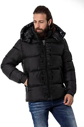 Cipo & Baxx Herren Mantel – Stylische Winterjacke mit warmem Innenfutter und abnehmbarer Kapuze für kalte Tage