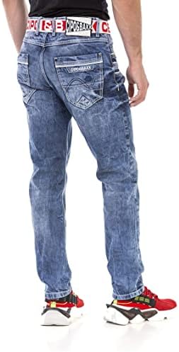 Cipo & Baxx Herren Jeans - Straight Fit mit modischen Waschungen, Nähten & Used-Look Details - Regular Denim - Trendige