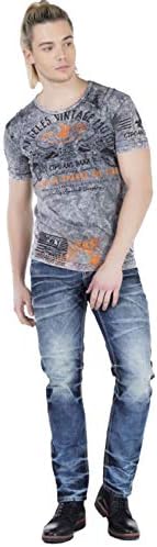 Cipo & Baxx Herren Jeans - Straight Fit mit modischen Waschungen, Nähten & Used-Look Details - Regular Denim - Trendige