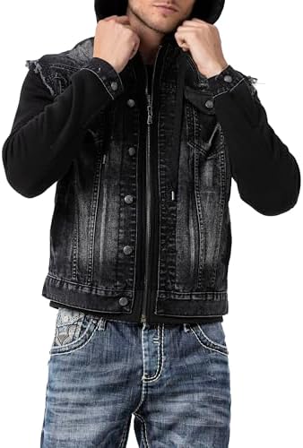 Cipo & Baxx Herren Hybrid-Denimjacke - Versatile Farben, Modisch und Komfortabel - für City und Outdoor - mit Knopf und