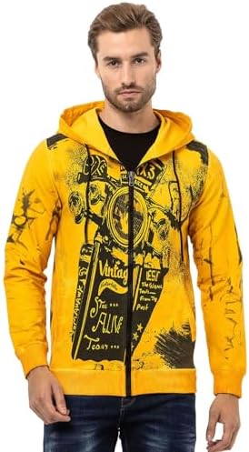 Cipo & Baxx Herren Sweatjacke Hoodie – Stylischer Pullover für Streetwear-Begeisterte mit Reißverschluss & Kapuze für Fr