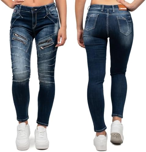 Cipo & Baxx Damen Jeans – Stylische Slim & Regular Fit Hosen mit Stretch & Used-Look | Bequeme Passform, modisches Desig