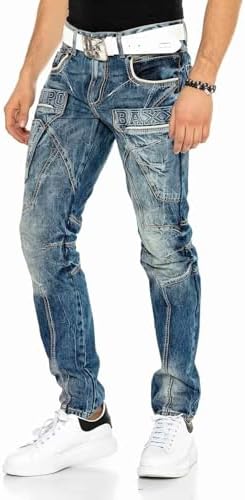 Cipo & Baxx Herren Jeans Hose Look Röhrenjeans Straight Fit Kontrastnähte Trendyhose | Cipo & Baxx Herren Jeans Hose Us
