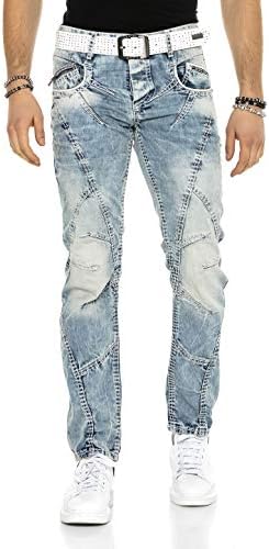 Cipo & Baxx Herren Jeans Hose Look Röhrenjeans Straight Fit Kontrastnähte Trendyhose | Cipo & Baxx Herren Jeans Hose Us