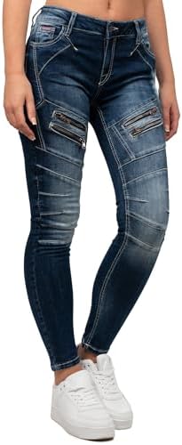 Cipo & Baxx Damen Jeans – Stylische Slim & Regular Fit Hosen mit Stretch & Used-Look | Bequeme Passform, modisches Desig
