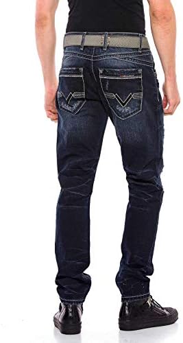 Cipo & Baxx Herren Jeans - Straight Fit mit modischen Waschungen, Nähten & Used-Look Details - Regular Denim - Trendige