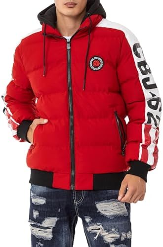 Cipo & Baxx Herren Mantel – Stylische Winterjacke mit warmem Innenfutter und abnehmbarer Kapuze für kalte Tage