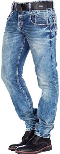 Cipo & Baxx Herren Jeans Hose Look Röhrenjeans Straight Fit Kontrastnähte Trendyhose | Cipo & Baxx Herren Jeans Hose Us
