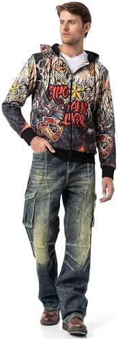 Cipo & Baxx Herren Sweatjacke Hoodie – Stylischer Pullover für Streetwear-Begeisterte mit Reißverschluss & Kapuze für Fr