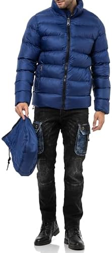 Cipo & Baxx Herren Mantel – Stylische Winterjacke mit warmem Innenfutter und abnehmbarer Kapuze für kalte Tage