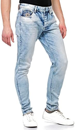 Cipo & Baxx Herren Jeans - Straight Fit mit modischen Waschungen, Nähten & Used-Look Details - Regular Denim