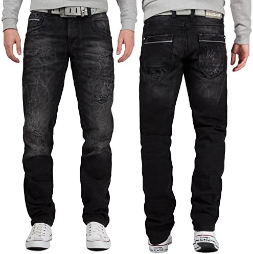 Cipo & Baxx Herren Jeans - Stilvolle Regular-Fit Denim mit Kontrastnähten | Bequeme & Modische Jeans für Männer | Stone-