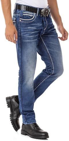 Cipo & Baxx Herren Jeans Hose Look Röhrenjeans Straight Fit Kontrastnähte Trendyhose | Cipo & Baxx Herren Jeans Hose Us