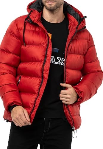 Cipo & Baxx Herren Mantel – Stylische Winterjacke mit warmem Innenfutter und abnehmbarer Kapuze für kalte Tage