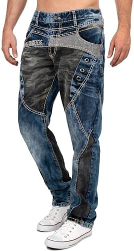 Cipo & Baxx Herren Jeans - Stylische Denim-Mode mit hohem Markantzen Detail | Regular & Slim Fit für Männer | Stonewashe
