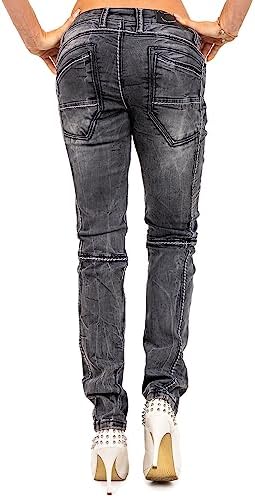 Cipo & Baxx Damen Jeans – Stylische Slim & Regular Fit Hosen mit Stretch & Used-Look | Bequeme Passform, modisches Desig