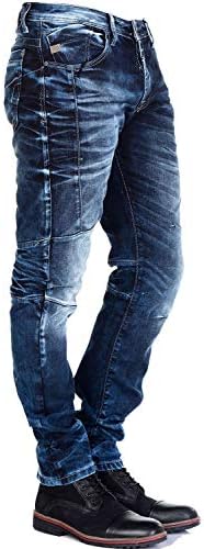 Cipo & Baxx Herren Jeans - Straight Fit mit modischen Waschungen, Nähten & Used-Look Details - Regular Denim - Trendige