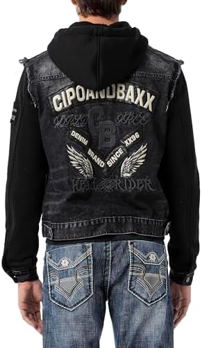 Cipo & Baxx Herren Hybrid-Denimjacke - Versatile Farben, Modisch und Komfortabel - für City und Outdoor - mit Knopf und