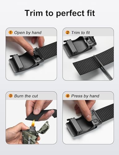 JUKMO Automatik Gürtel für Herren, robustes Nylon, 3,8cm Breite, praktische Ratsche-Funktion | JUKMO Herren Automatik G