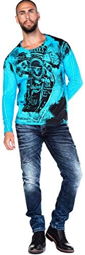 Cipo & Baxx Herren Jeans - Straight Fit mit modischen Waschungen, Nähten & Used-Look Details - Regular Denim