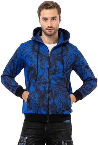 Cipo & Baxx Herren Sweatjacke Hoodie – Stylischer Pullover für Streetwear-Begeisterte mit Reißverschluss & Kapuze für Fr