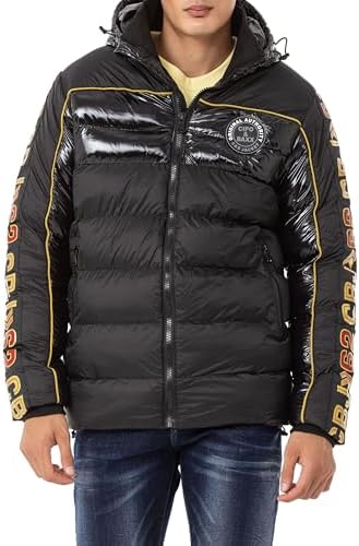 Cipo & Baxx Herren Mantel – Stylische Winterjacke mit warmem Innenfutter und abnehmbarer Kapuze für kalte Tage
