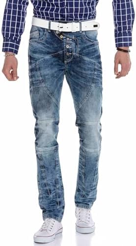 Cipo & Baxx Herren Jeans Hose Look Röhrenjeans Straight Fit Kontrastnähte Trendyhose | Cipo & Baxx Herren Jeans Hose Us