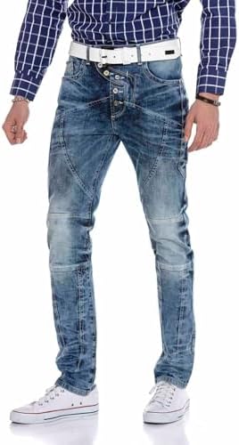 Cipo & Baxx Herren Jeans Hose Look Röhrenjeans Straight Fit Kontrastnähte Trendyhose | Cipo & Baxx Herren Jeans Hose Us