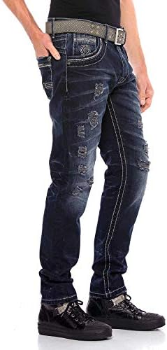 Cipo & Baxx Herren Jeans - Straight Fit mit modischen Waschungen, Nähten & Used-Look Details - Regular Denim