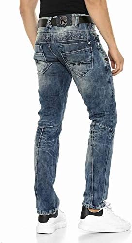 Cipo & Baxx Herren Jeans Hose Look Röhrenjeans Straight Fit Kontrastnähte Trendyhose | Cipo & Baxx Herren Jeans Hose Us