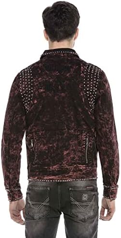 Cipo & Baxx Herren Jeansjacke – Klassisch, Leder, Sport – Knopf und Reißverschluss – Sweat-Kapuze und Sweatärmeln – Mode