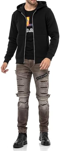 Cipo & Baxx Herren Sweatjacke Hoodie Serie - Stylischer Pullover im Modernen Casual Streetwear Stil für den Alltag, Frei