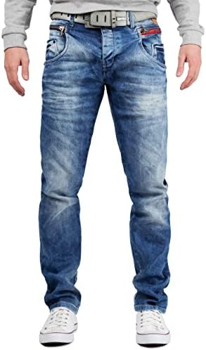 Cipo & Baxx Herren Jeans - Stilvolle Regular-Fit Denim mit Kontrastnähten | Bequeme & Modische Jeans für Männer | Stone-
