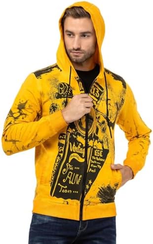 Cipo & Baxx Herren Sweatjacke Hoodie – Stylischer Pullover für Streetwear-Begeisterte mit Reißverschluss & Kapuze für Fr