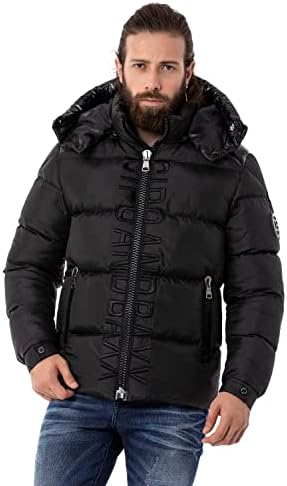 Cipo & Baxx Herren Mantel – Stylische Winterjacke mit warmem Innenfutter und abnehmbarer Kapuze für kalte Tage